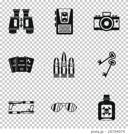 Secret agent icons set, simple style 28784074