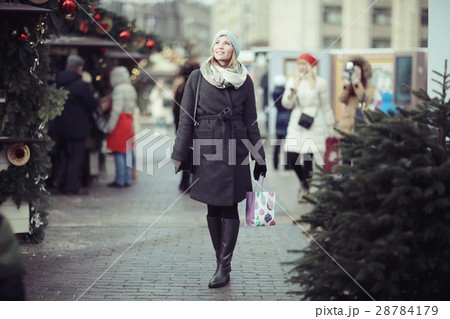 woman in Christmas style portrait of urban 28784179