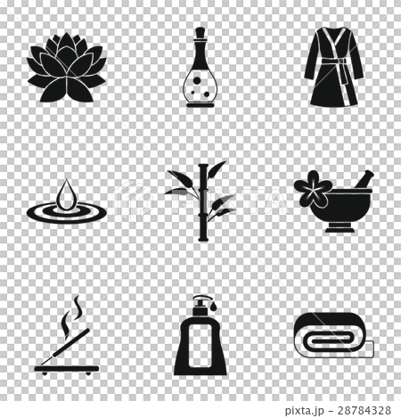 Relaxation icons set, simple style Relaxation icons set, simple style 28784328