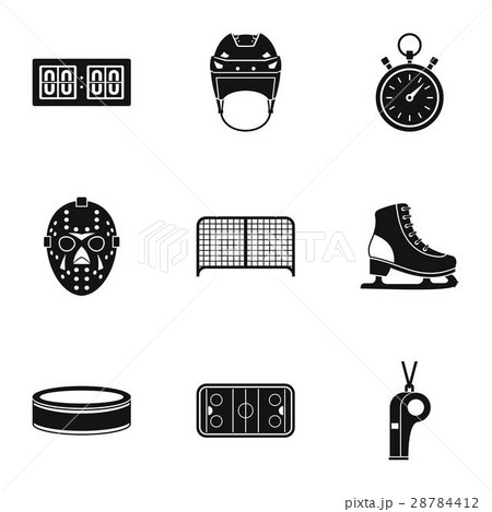Russian hockey icons set, simple style Russian hockey icons set, simple style 28784412