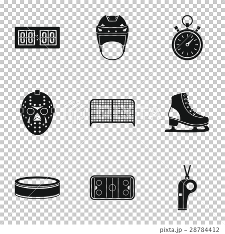 Russian hockey icons set, simple style Russian hockey icons set, simple style 28784412