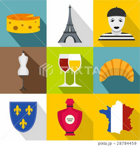 Country of France icons set, flat style 28784459