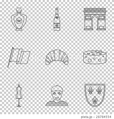 Tourism in France icons set, outline style Tourism in France icons set, outline style 28784554