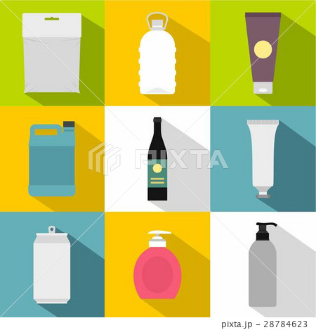 Packing icons set, flat style 28784623