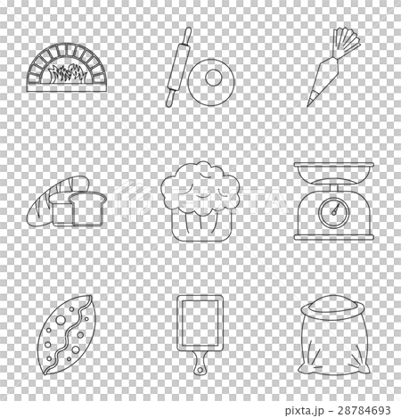 Sweet pastries icons set, outline style Sweet pastries icons set, outline style 28784693