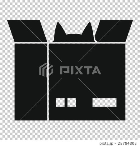 Cat in a cardboard box icon, simple style - Stock Illustration ...
