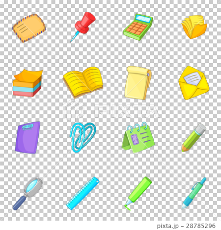 Stationery icons set, cartoon style Stationery icons set, cartoon style 28785296