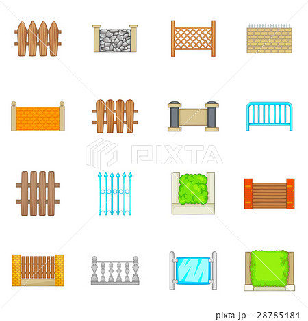 Fencing modules icons set, cartoon style 28785484