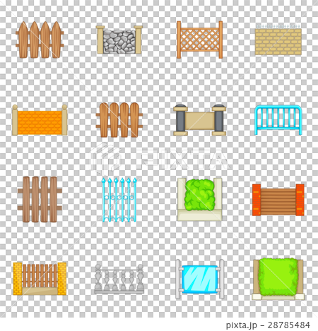Fencing modules icons set, cartoon style 28785484