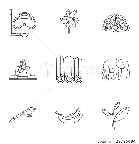 Country Sri Lanka icons set, outline style Country Sri Lanka icons set, outline style 28785494