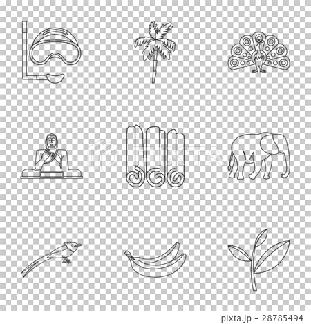 Country Sri Lanka icons set, outline style Country Sri Lanka icons set, outline style 28785494