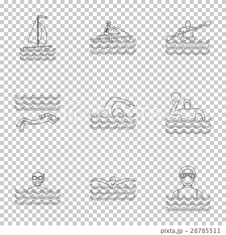 Water sport icons set, outline style Water sport icons set, outline style 28785511