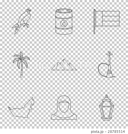 State of UAE icons set, outline style 28785514