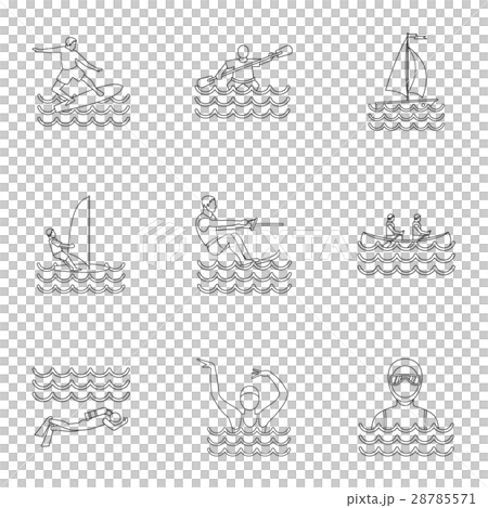 Active water sport icons set, outline style Active water sport icons set, outline style 28785571