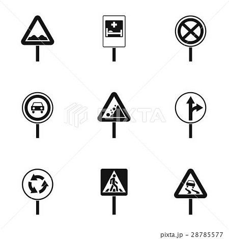 Sign on road icons set, simple style 28785577