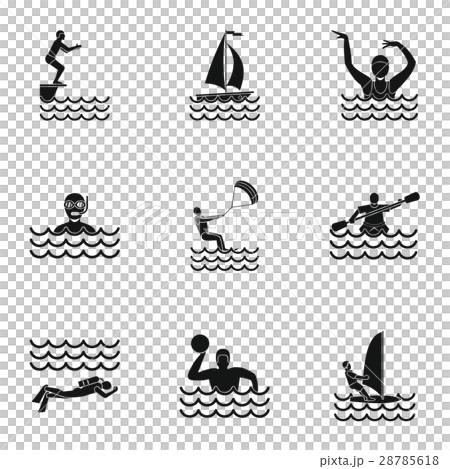 Water stay icons set, simple style Water stay icons set, simple style 28785618