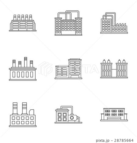 Factory icons set, outline style 28785664