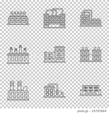 Factory icons set, outline style 28785664