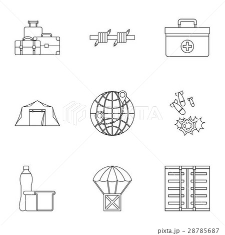 Left country icons set, outline style 28785687