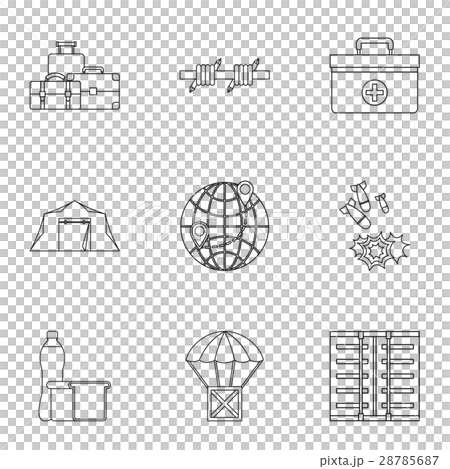 Left country icons set, outline style 28785687