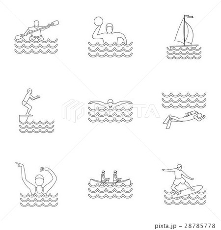 Water exercise icons set, outline style 28785778