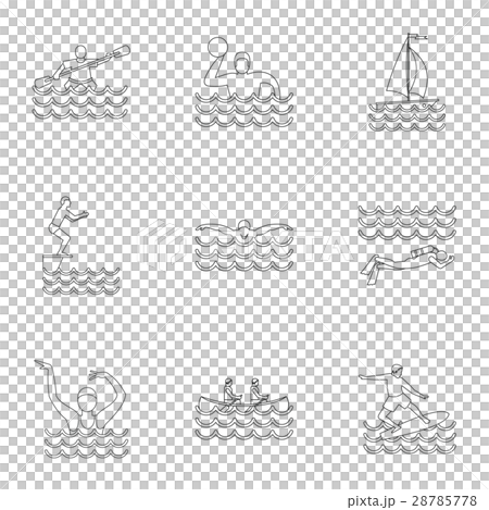 Water exercise icons set, outline style 28785778