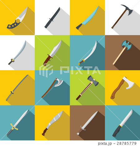 Steel arms symbols icons set, flat style 28785779