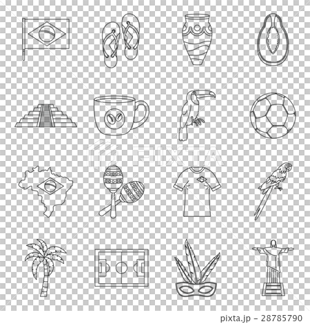 Brazil travel symbols icons set, outline style 28785790