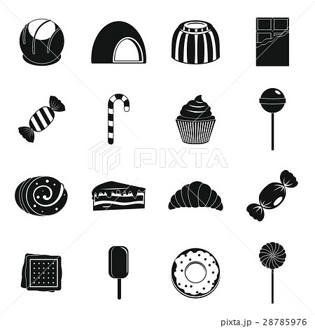 Sweets And Candies Icons Set Simple Styleのイラスト素材 28785976 Pixta