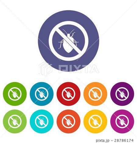 No bug sign set icons 28786174