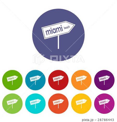 Miami arrow post sign set icons 28786443