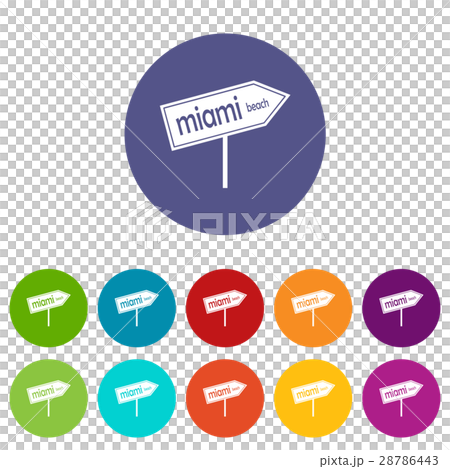 Miami arrow post sign set icons 28786443