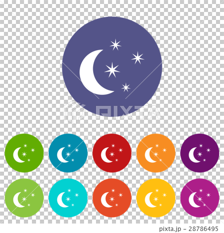 moon and stars set icons stock illustration 28786495 pixta pixta