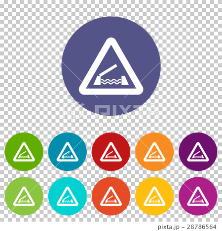 Lifting bridge warning sign set icons 28786564