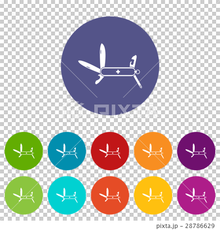 Swiss multipurpose knife set icons Swiss multipurpose knife set icons 28786629