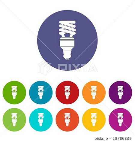 Energy saving bulb set icons 28786839