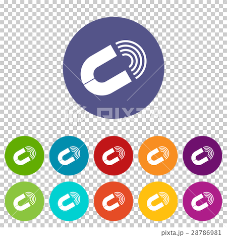 Horseshoe magnet set icons 28786981