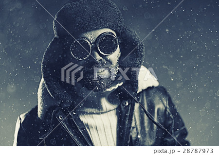 brutal portrait of a bearded man winter snow goggles brutal portrait of a bearded man winter snow goggles 28787973