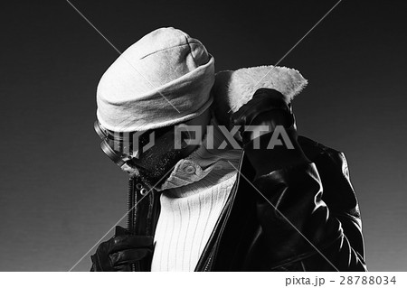 seen from behind a brutal man in winter clothes seen from behind a brutal man in winter clothes 28788034