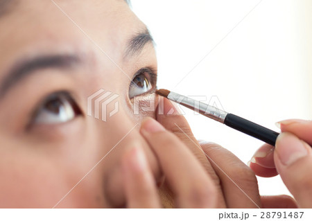 eye makeup with brush on pretty woman face eye makeup with brush on pretty woman face 28791487