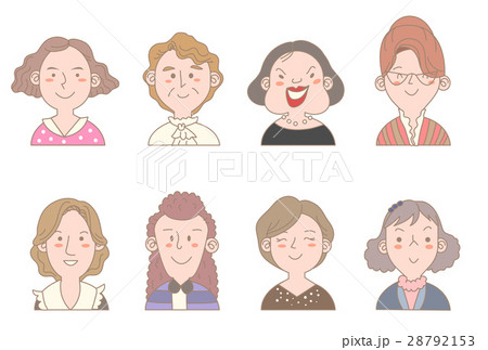 お母ちゃん 職 仲間 人々 顔のイラスト素材