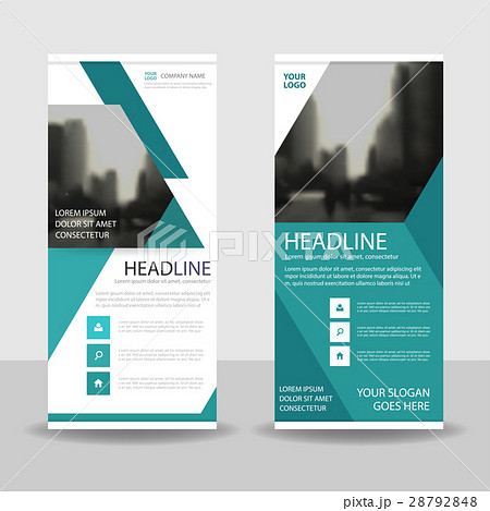 Green triangle roll up business brochure flyer Green triangle roll up business brochure flyer 28792848