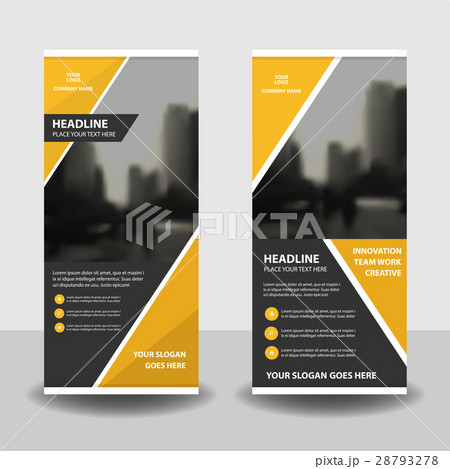 Yellow black Business Roll Up Banner flat template 28793278