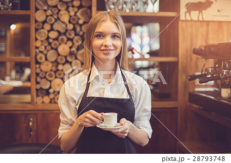 Concept for professional barista in coffee shop Concept for professional barista in coffee shop 28793748