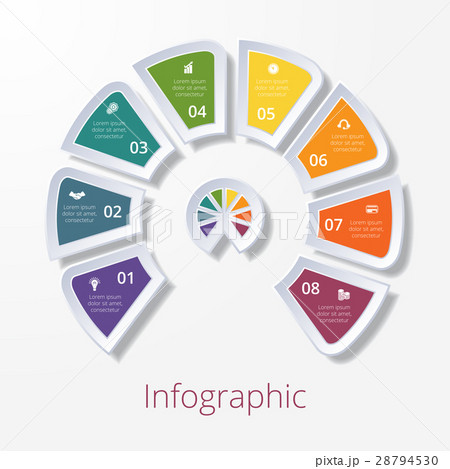 semicircle diagram with eight multicolored element 28794530