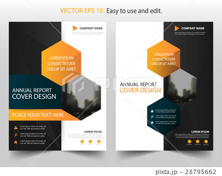 orange hexagon annual report Brochure template 28795662