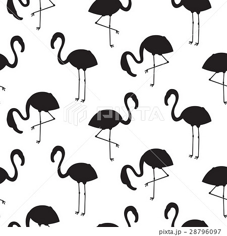 Flamingo Black Silhouette Seamless Vector Texture のイラスト素材