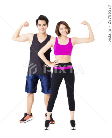 man and woman after fitness exercise  28796527
