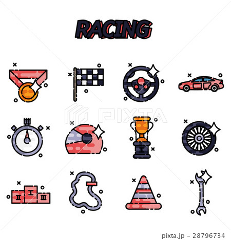 Racing flat concept icons 28796734