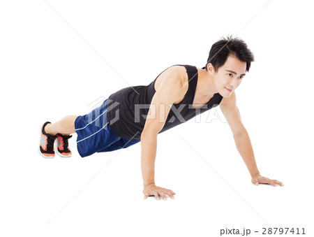 young handsome man doing push up exercise 28797411